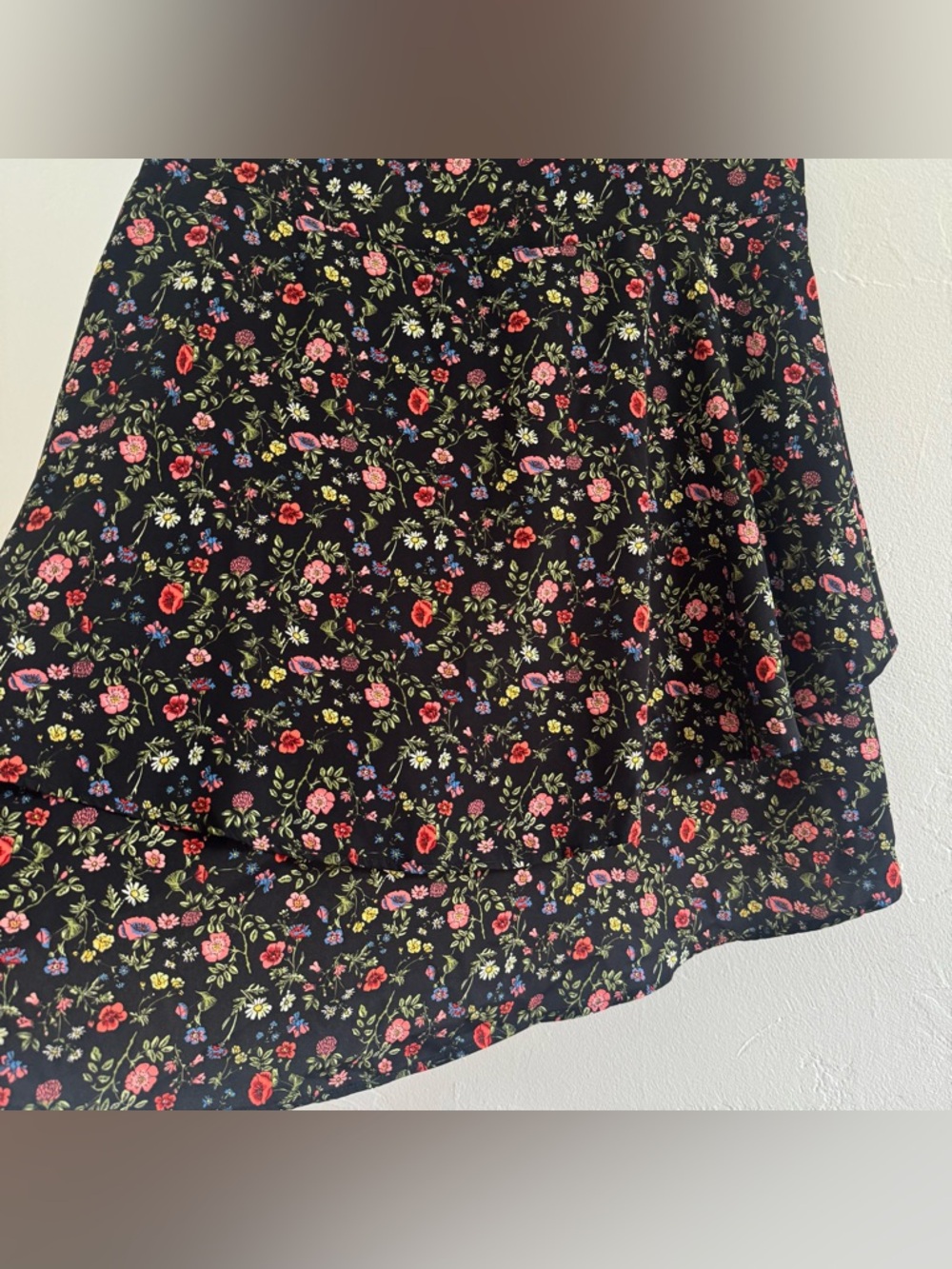 NWT Free People Flynn Skye Nadia Asymmetrical Skirt Midi High Slit Black Floral - Picture 7 of 13